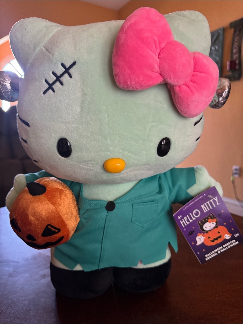 Hello Kitty Plush by Hello Kitty - Mint Green Body with Pink Bow 17 inches tall